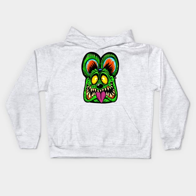 Rat Fink face fan art Kids Hoodie by CsrJara / Perronegro Clothing